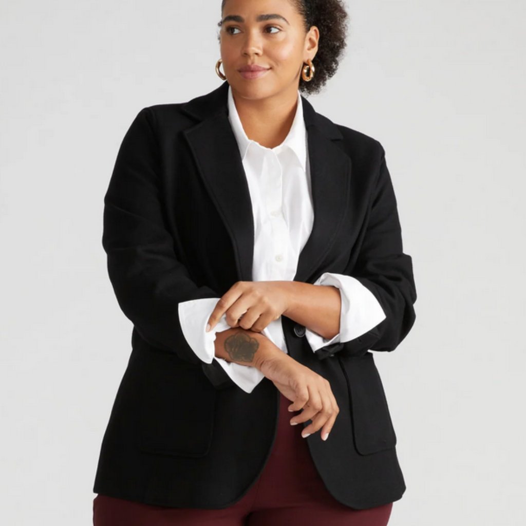 Universal Standard 2025-26 Kidjo Tailored Wool Jacket Bazer Black Sz 26 / 28